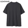 Harajuku Koszulki Kolor Blok Patchwork Face Print Tshirts Streetwear Hip Hop Krótki Rękaw Casual Cotton Topy 210602
