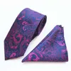 Tie Set Gravata Mens Slipsar För Män Gravatas 2020 Slips Neck Tie Pocket Square Bröllop Handkerchief Tillbehör