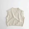 MILANCEL Autumn Kids Knitwear Boys Vest Knit Pullover Children Waistcoat Girls 211203