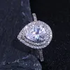 Anneaux De Mariage Bague De Luxe Poire Solide 5A Zircon 925 En Argent Sterling Fiançailles Pour Les Femmes Dame Anniversaire Cadeau Bijoux Vente En Vrac