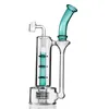 Transparent green dark-green hookah Thin Neck Straight Dual Bubble Glass Water Pipe Recycler Oil Rigs Bong Smoking Pipes Hookahs 2 Function