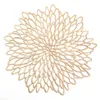 4/6/8Pcs Gold Silver PVC Placemat Dining 38CM Table Mat Washable Wedding Party Packs Flower Design Coaster Decorative Table Pad 210706