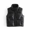 Nlzgmsj Za Parka Women Winter Black Warm Faux Leather Vest Fashion Zipper Sleeveless Coat Tops Female Casual Short Outwear 211018