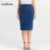 Lih H​​ua Women's Plusサイズカジュアルデニムスカート高柔軟性ファッションスカートニットデニム210331