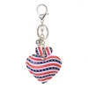 Heart Shape Key Ring Party Favorit Färgglada Amerikanska Flagg Nyckelringar Independence Day Key Chain Souvenir Present