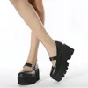 2021 Wiosna Letnia Blok Kobiet Platformy Pompy Moda Kliny Skórzane Patent High Heels Samice Chunky Buty Dla studentów 34-43 K78
