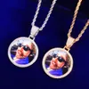 Círculo de foto personalizado Colar redondo para homens feitos Medalhões Imagem Pingente de volta cor de ouro banhado zircão hip hop jóias