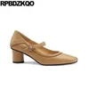Dress Shoes Chunky Size 33 Square Toe Mary Jane 2021 Ladies Thick Strap Block Heels For Women Genuine Leather High Pumps Retro Classic