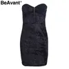 BeAvant Sexy velvet dress women Skinny zipper print floral bodycon robe sunmmer female vestidos de festa 210709
