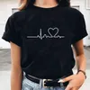 T-shirt Women's Harajuku Love T-shirt T-shirt Femmes Mode Mode Noir Graphique T-shirts Femmes 2022 Nouveau été Femme Vêtements G220228