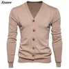 Xnxee Autumn Men Sweater Casual Button V-neck Sweaters Long Sleeve Cotton Knit Cardigan Slim Fit Pull Homme Multicolor Y0907