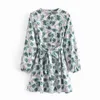 Femmes Floral Smock Dress Été Arrivée Manches Longues Au-dessus Du Genou Moderne Fille Mini Robes 210602