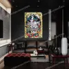 Geister-Schädel-Tattoo-Kunst-Poster, Flagge, Banner, Heimdekoration, hängende Flaggen, 4 Ösen in den Ecken, 3 x 5 Fuß, 96 x 144 cm, inspirierende Wanddekoration