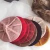 Casquettes Chapeaux Laine Rouge Tissage Enfants Filles Bérets Chapeau Bébé Couleur Unie Bonnet Pour L'automne Hiver