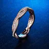 Srebrne pierścienie Twist of Los Stackable Pierścień Pleciony Pave Leaves Woman Anniversary Biżuteria Prezent