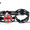 Cool Londres Bus Drapeau Verre Photo Bracelet Rouge Double-decker Bus Voyage Souvenir Bande Dessinée Multicouche Tissé Bracelet En Cuir