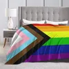 Coperte Inclusive Progress Pride Flag Cubre Camara Coperta da tiro verde Stampa 3D su richiesta Sherpa Super confortevole per divano