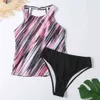 Tankini Swimsuits Mulheres Floral Impressão Swimwear Dois Peças Swimsuit Feminino Bathher Bathing Suits Summer Beach Wear Swim 210521