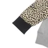 Серый леопардовый лоскутный осенний толстовки женщин повседневные свободные круглые шеи с длинным рукавом падение толстовки зимние женские уличные одежды 210526