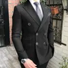 Double Breasted Slim fit Men Suits for Groomsmen 2 piece Wedding Tuxedo with Peaked Lapel Gray Man Fashion Costume Jacket Pants X0608