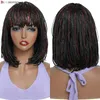 Synthetic Wigs Ombre Red Hair Wig Braiding Braids Women With Bangs Perruque Bob Short For Black