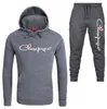 Autumn Men's Sportswear Sets Men Casual Tracksuit 2 Piece Set Cotton Sweatshirt Sweatpants Sportswear Running Clothing