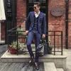 ( Jacket + Vest + Pants ) Fashion Boutique Mens Plaid Formal Business Suit 3 Piece Set Men's High-end Casual Suits Wedding set