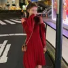 Mesh Spliced Knitted Dresses Women Long Sleeve Bow Turtleneck Spring Sexy Off Shoulder Fashion Vestidos Dress 11735 210417