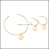 Stud Earrings Jewelry Fashion Exaggerated Gold Rings Heart Hoop Dangle 3Pcs/Set S624 Drop Delivery 2021 F19Dy