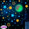 Wandaufkleber, 435 Stück, bunt, Mond, Sterne, leuchtend, für Kinderzimmer, Decke, DIY-Dekoration, fröhliche Party, fluoreszierende Heimdekoration