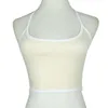 2020 Tops sexy per colture per donne Halter Fitntight T-shirt Strappy Skinny Girl Dance Topscrop Skancpped X0507