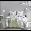 Supplies Textiles Home & Gardenns Black Stripe Printed Bedding Sets Quilt/Duvet/Comforter Er Bedroom 3Pcs Holiday Gift All Size Drop Delivery