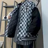 Vestes pour hommes Veste en damier Printemps Hiver Rétro Hit Couleur Baseball Uniforme Nascar Racing Hommes Femmes Coréen Épais Harajuku Manteau Top