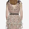 패션 섹시한 깊은 V 목 백리없는 스파게티 스트랩 깎아 지른 메쉬 여름 여성 복고풍 별 조사한 자수 긴 드레스 210416