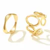 2021 Design Original Punk évider géométrique anneau ouvert ensemble irrégulier croix torsion métal anneaux pour femmes mode Couple bijoux