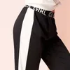 Nouvelles femmes pantalons de survêtement lettre graphique Colorblock Joggers taille élastique Sport course pantalon Q0801