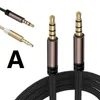 AUX Cable 4-biegunowe Nylon Braid Słuchawki Audio Kable 1m / 2m / 2m 3.5mm Jack dla Samsung Huawei Xiaomi Smartfony Komputerowe głośnik Zestaw słuchawkowy Samochód 2022