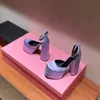 TopAevitas Purple Juno CrystalVerfraaide schoenen satijn Dubbel platform Pompen dikke hoge hakken sandalen dames Luxe Ontwerpers Geklede schoen Avond fabrieksschoenen