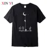 XINYI Men's T-shirt Top Quality 100% cotton cool Funny astronaut print casual loose men t shirt o-neck t-shirt men tee shirts X0621