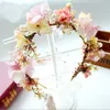 kids hair Accessories INS kid floral pearl garland Children simulation flowers wreath handmade leaves berries hairband crown S1041