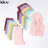 Kliou Silid Two Piece Sets Tracksuits Women Casual Hoodie Jacket+Elastic Shorts Co-ord Suits Basic Sportswear Female Outfits Hot Y0625