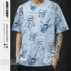 T-shirt de grandes dimensões para homens hip hop streetwear gatos dos desenhos animados camiseta harajuku t-shirt de manga curta t-shirt moda tops tee hipster 210601
