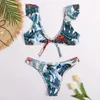 Seksowny Tropikalny Brazylijski Bikini Zestaw Kobiet Wzburzyć Stroje kąpielowe Kobiety Kwiatowy Push Up Swimsuit Kostium Kąpielowy Biquini Plaża Nosić 210520