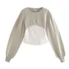 Rękaw Lampion Sweter Sweter Kobiety Casual Chic Streetwear Przycięte Topy Zimowe ubrania 210427