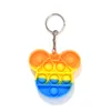 2021 Push Fidget toys keychain Favor for children adult decompression toy silicone camo rainbow rodent pioneer anti Stress Bubbles Board key chain wholesale