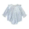 Pagliaccetti Pagliaccetto Neonate Tute casual a maniche lunghe Moda Piccola margherita Jacquard Ruffles Triangolo Abiti nati