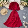 Gaganight Summer Fashion Solid Women Maxi Bodycon Dress Short Sleeve Slim V Neck Pleated Dresses Female Chic Vestidos 210519