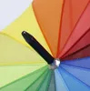 Rainbow Parasol Wiatroszczelna Moda Automatyczny Długi uchwyt Prosty Anti-UV Sun Rain 16k Parasole CCA12420