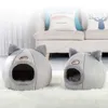 小さな犬の猫のテント深い睡眠の快適さの冬の猫のベッドのバスケットのための猫の家のためのバスケットペットテント居心地の良い洞窟ベッド屋内210713