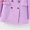 Tangada Fashion Femmes Purple Blazer à manches longues STYLE KOREE FEMME FEMMES DAMES ARRIVÉ AUTOM